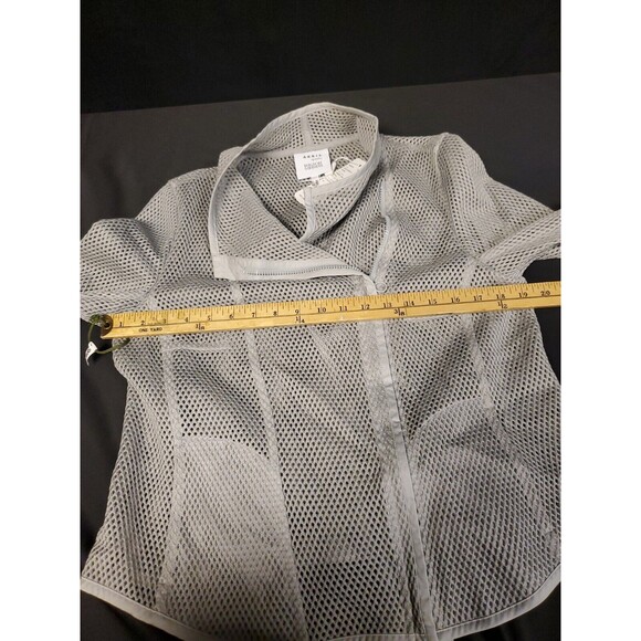 Akris Punto For Bergdorf Goodman Gray Asymmetrical Zip Net Jacket Top Sz 12 NWT - Picture 6 of 9